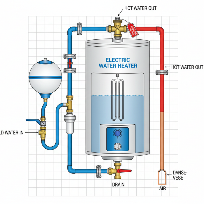 Pravilna montaža bojlera: vodovodne veze, ventili i sigurnosni elementi