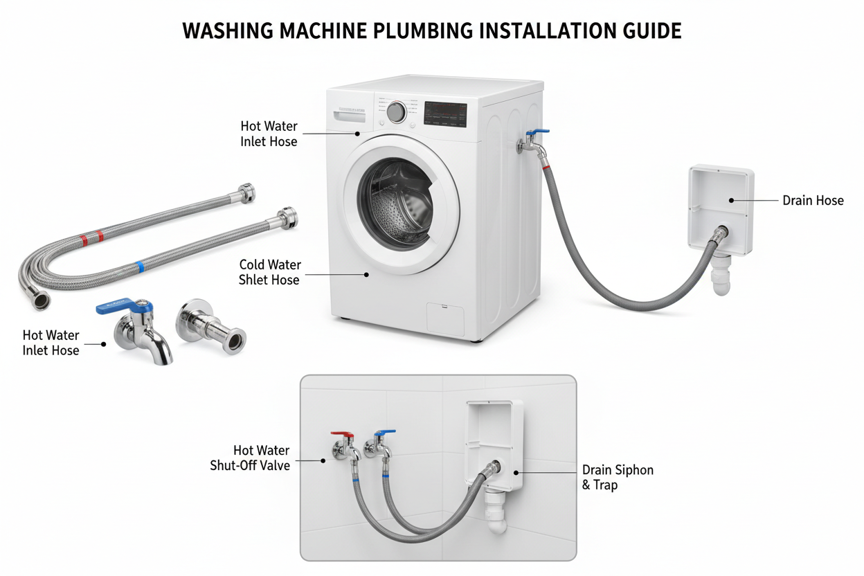 Priključenje mašine za veš: koje cevi, ventili i sifoni su vam potrebni