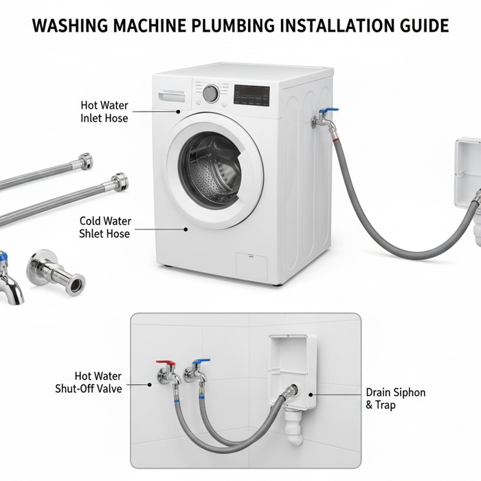 Priključenje mašine za veš: koje cevi, ventili i sifoni su vam potrebni