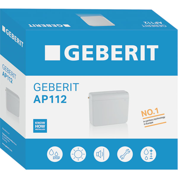 Geberit AP112 predzidni vodokotlić, start/stop ispiranje, priključak vode bočno ili pozadi na sredini, sa užetom, bez ispirnog kolena