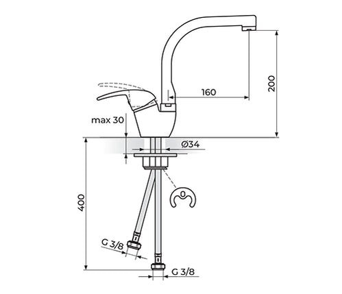 Baterija za sudoperu Rosan King, 2c - Hiposanit - slika proizvoda
