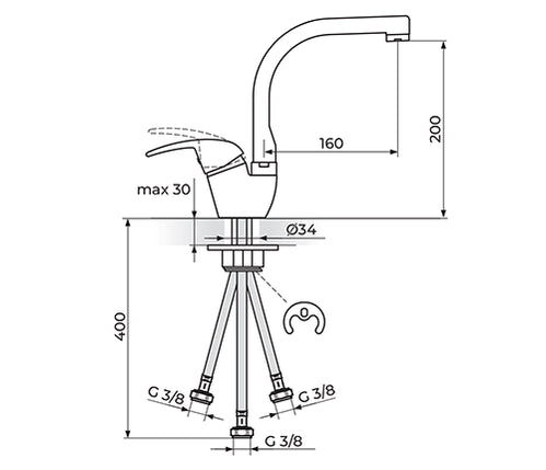 Baterija za sudoperu Rosan King sudopera-protocni bojler sa 3 cevi - Hiposanit - Oprema za Kupatila Novi Sad/ Tus kabine, kade, slavine, HL slivnici -