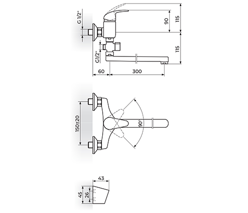 Rosan zidna slavina Perla JP341001