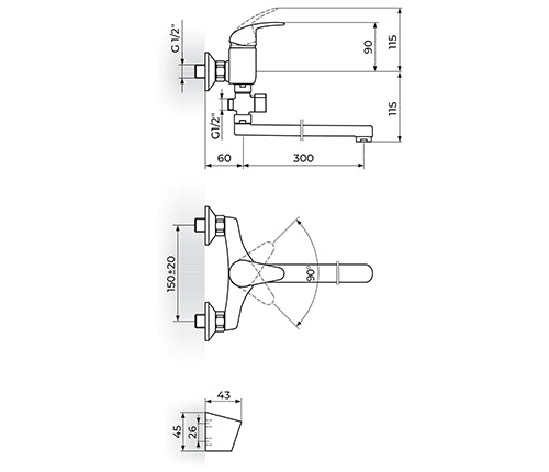 Rosan zidna slavina Perla JP341001 - Rosan - slika proizvoda