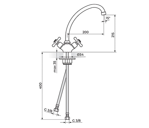 Baterija za sudoperu Rosan NOSTALGIJA baterija za sudoperu-lavabo - Hiposanit - Oprema za Kupatila Novi Sad/ Tus kabine, kade, slavine, HL slivnici - 